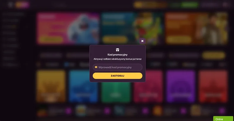 Formularz kodu promocyjnego w GDFPlay Casino