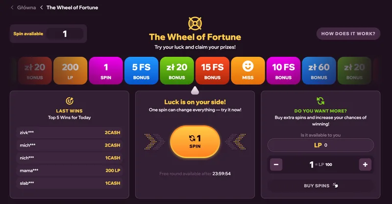 Koło fortuny w GDFPlay Casino